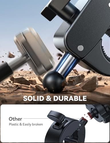 JOYROOM Motorcycle Phone Mount Holder - [Dual Vibration Dampener] 150mph Anti-Shock Phone Holder for Motorcycle [Upgrade Metal Handlebar Clamp] - Bicycle Bike Phone Holder Mount for 4.7-7" Cell Phones - Image 4