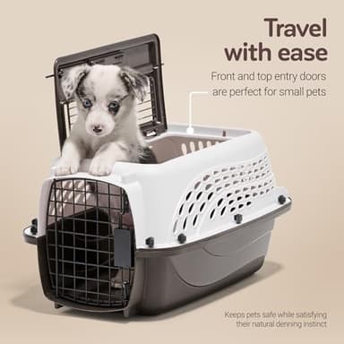 Petmate Dog Crates for Small Dogs & Cat Carriers, Two-Door Plastic Pet Kennel, Top & Front Loading, Made in USA, 19", White - Image 3