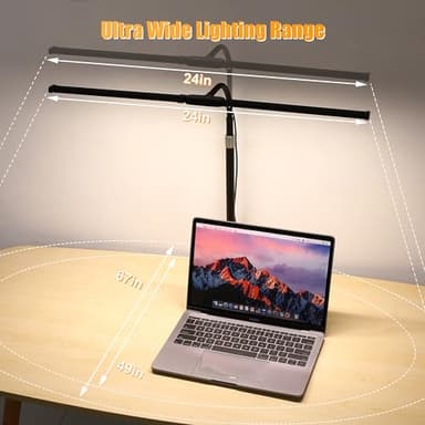 LED Desk Lamp for Office, Eye-Caring Desk Light with 3 Color Modes 10 Brightness, Adjustable Flexible Gooseneck and Retractable pole, 18W DC12V Desk Lamp with Clamp for Reading, Study, Workbench - Image 8