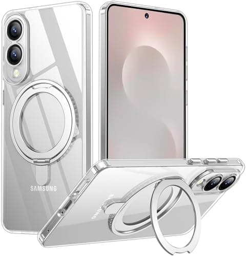 Temdan Designed for Samsung Galaxy S25 Edge Case, Magnetic 360° Rotatable Ring Stand [Compatible with Magsafe] Military-Grade Protection Kickstand Phone Case for Galaxy S25 Edge-Clear - Image 1