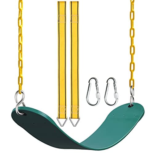 PACEARTH Swing Seat Support 660lb with 68.9 inch Anti-Rust Chains Plastic Coated 23.6 inch Tree Hanging Straps and Locking Buckles Outdoor Playground Tree Swing-Green - Image 1