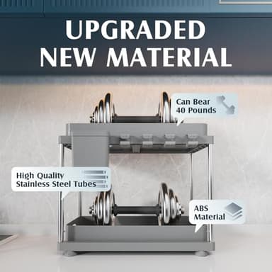 VERIFOST 2 Pack Adjustable Gray Under Sink Organizers, 2 Tier Pull Out Storage, Kitchen Bathroom Office Laundry Room Living Room - Image 2