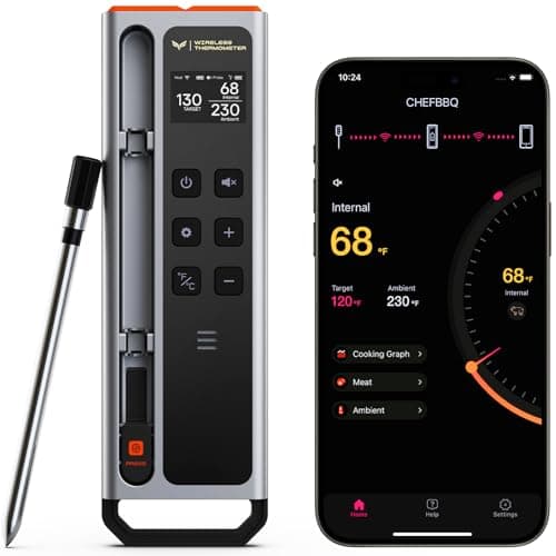 Meat Thermometer Digital Wireless, 800FT Long Range Bluetooth Cooking Thermometer, Food Thermometer for Remote Monitoring of Grill, Oven, Smoker, Air Fryer, Rotisserie, iOS & Android App - Image 1