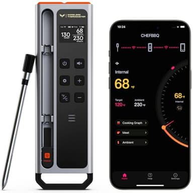 Meat Thermometer Digital Wireless, 800FT Long Range Bluetooth Cooking Thermometer, Food Thermometer for Remote Monitoring of Grill, Oven, Smoker, Air Fryer, Rotisserie, iOS & Android App - Image 1