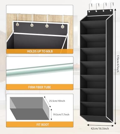 KYEVIS Over The Door Shoe Organizer Storage Fit 16-24 Pairs Hanging Shoe Rack Organiser for Closet Door, Deep Pocket Shoe Holder for Sneakers,Boots Storage(1 Pack Black) - Image 6