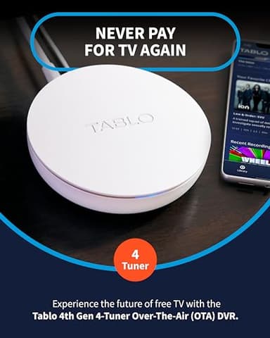 Tablo 4th Gen 4-Tuner Over-The-Air (OTA) DVR - Watch, Pause & Record Live TV Throughout Your Home Over Wi-Fi - Pairs w/Any TV Antenna - 50+ Hrs Recording - No Subscriptions (Renewed) - Image 2