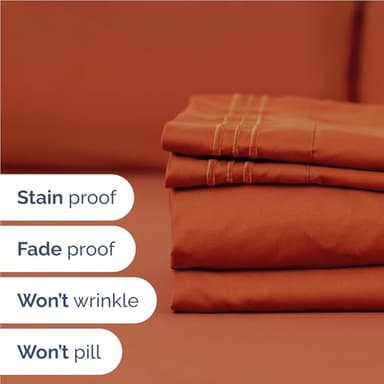 Twin XL Size 3 Piece Sheet Set - Comfy Breathable & Cooling Bed Sheets Set - Hotel Luxury Bedding for Women, Men, Kids, Teens, Boys & Girls - Deep Pockets, Soft, Wrinkle Free - Oeko-Tex - Terracotta - Image 5