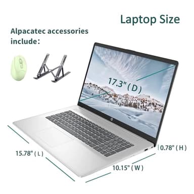 HP 17.3" Laptop, Full HD (1920 * 1080) Display, AMD Ryzen 5 Processor (Beats i7-11370H), 32GB RAM, 1TB SSD, Windows 11 Home, Webcam, Wi-Fi, Bluetooth, Natural Silver, Alpacatec Accessory - Image 5