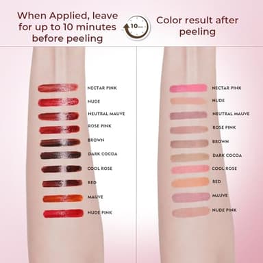 QCMME Lip Liner Stain Peel Off with Tweezer, Long Lasting Matte Lip Tattoo, Highly Pigmented Color Lip Tint Makeup, Waterproof, Transfer-proof Lipstain for Women, for All Skin Types Rose Pink - Image 5