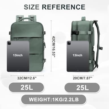 coowoz Travel Backpack For Women Men,Carry On Backpack,Hiking Backpack Waterproof Outdoor Sports Rucksack Casual Daypack Travel Essentials(Olive Green) - Image 3