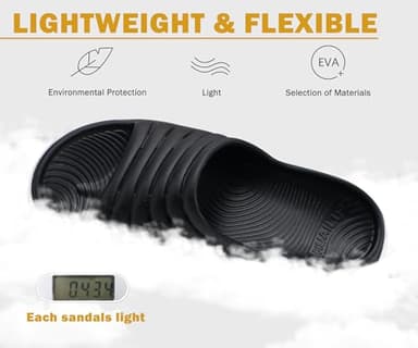 KuaiLu Womens Recovery Sandals Comfortable Plantar Fasciitis Arch Support Ladies Orthopedic Open Toe Slip On Running Sport Walking Slides Thick Athletic Cushion Slippers Summer Sliders Black Size 11 - Image 7