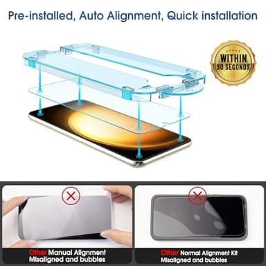 amFilm [2+2 Pack OneTouch Tempered Glass Screen Protector for Samsung Galaxy S23+/S23 Plus 6.6 Inch with Camera Lens Protector, 9H Hardness, Easy Installation and Bubble Free. - Image 3
