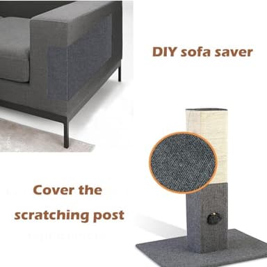 Rantow Trimmable Self-Adhesive Mat Cat Scratching Post Carpet Replacement Pad 78.7"x15.8" Cat Scratcher Cover for Cat Tree Shelf Shelves Steps Couch Furniture Wall DIY Protector (Dark Grey) - Image 6