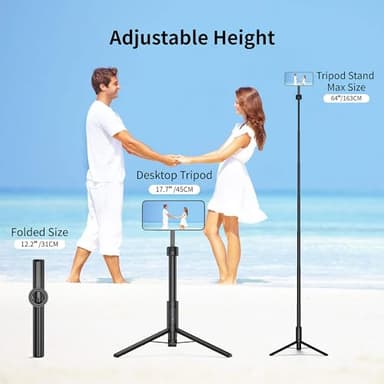 SEAJIC for MagSafe Tripod for iPhone 64 Selfie Stick Tripod Phone with Metal Ring and Remote, Phone for Video Recording, Cell Phone Mount Stand for Cellphone - Image 4