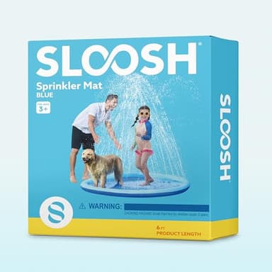 SLOOSH 72" Non-Slip Splash Pad Sprinkler - Outdoor Water Toys Play Mat for Toddlers Kids Dogs, Outside Thickened Sprinkler Pool Party Durable Backyard Fountain for Girls Boys Pets (72in, Blue) - Image 7