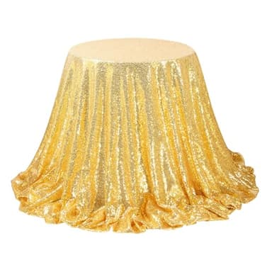 QueenDream 90x132inch Rectangle Sparkly Gold Sequin Tablecloth Wedding Glitter Tablecloth for Birthday Party Decor - Image 6