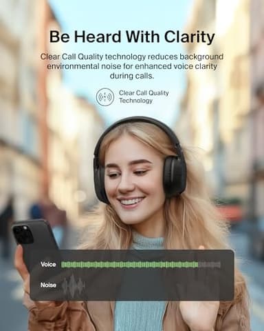 Belkin SoundForm Isolate Bluetooth Over-Ear Headphones - Hybrid Active Noise Cancelling Headphones - Wireless w/ 60H Playtime, Fast Charging & CloudCushion Ear Cups for Travel, Home, or Office - Black - Image 4
