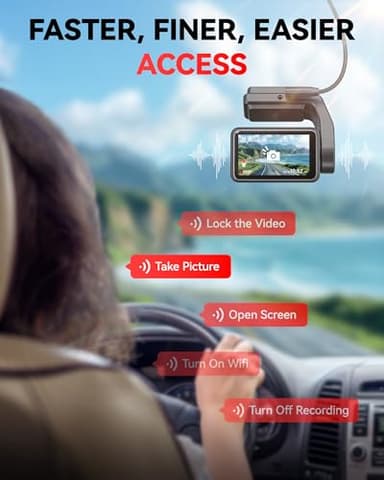 REDTIGER F4 4K Dash Cam Front, 2.2 inch Mini Car Camera, 2160P UHD Touch Screen, Voice Control, Included 32GB Card, Night Vision, Built-in GPS, WiFi APP Control, Loop Recording, 24H Parking Monitor - Image 4