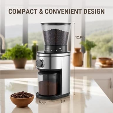 AYCHIRO Coffee Grinder, Electric Conical Burr Grinder with 30 Grind Settings for 2-12 Cups, Adjustable Burr Mill for Home Use - Image 8