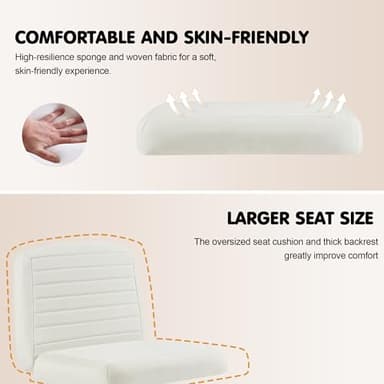 VECELO Armless Criss Cross Chair Legged No Wheels, Swivel Height Adjustable Fabric Wide Seat for Make Up/Bedroom/Small Space - Image 6