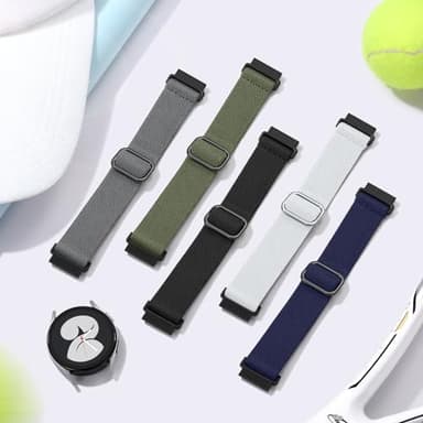 Lerobo 5 Pack Stretchy Bands Compatible with Samsung Galaxy Watch 7 6 5 4 FE Band 40mm 44mm 45mm/Watch 6 4 Classic 4 42mm 46mm 43mm 47mm/Active 2,20mm Soft Nylon Solo Loop Band Elastic Strap - Image 8