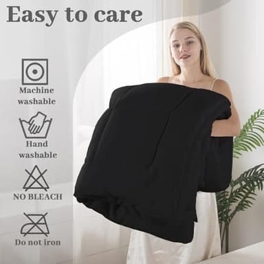 BedTreat Down Alternative Duvet Insert with Corner Tabs, All Season Quilted King Comforter Box-Stitched Black, Machine Washable Microfiber Bedding - Image 7