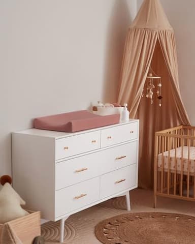 Blissful Diary Muslin Changing Pad Cover for Girls Boys, Ultra Soft Breathable Cotton, Baby Diaper Change Table Pad Covers, 2Pack (Dusty Pink&Rainbow) - Image 5