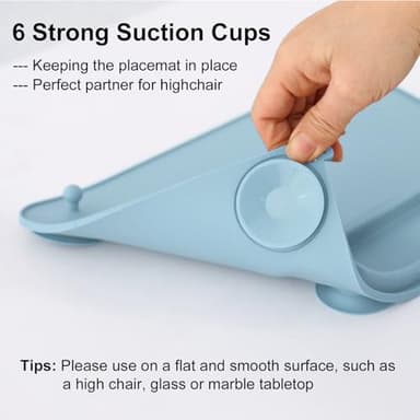 2 Pack Baby Silicone Mat, with Suction Base and 8 Stretchable Straps, Seposeve Baby Placemats, Activity Mat for Infants to Toddlers, Keeps Babies Essentials Off The Floor, Green Blue - Image 2
