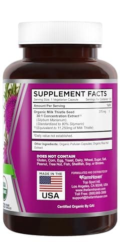 FarmHaven USDA Organic Milk Thistle Capsules |30X Concentrated Seed Extract & 80% Silymarin Standardized - Supports Liver Function and Overall Health | Non-GMO | 120 Veggie Capsules - Image 2