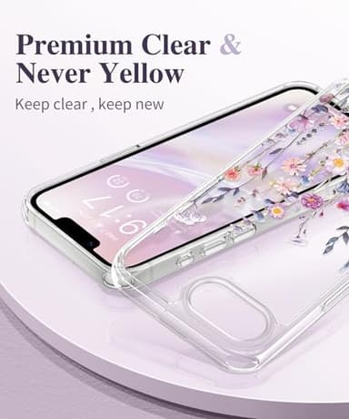 GVIEWIN for iPhone 16e Case with Screen Protector,[Non-Yellowing][Military-Grade Protection] Hard PC&TPU Bumper,Floral Shockproof Protective Clear Phone Case for iPhone 16E 2025(Floratopia/Colorful) - Image 3