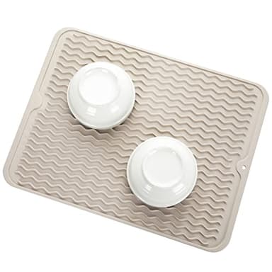 MicoYang Silicone Dish Drying Mat for Multiple Usage,Easy clean,Eco-friendly,Heat-resistant Silicone Mat for Kitchen Counter or Sink,Refrigerator or drawer liner Tapioca L 16 inches x 12 inches - Image 8