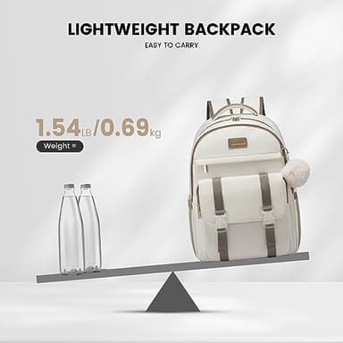 LOVEVOOK School Backpack for Teen Girls, Student Backpack Purse for 14-16 Teenage, Cute Kid Bookbag, Back to School Backpacks Fit 15.6 Inch Laptop, Large College Travel Bag, Beige-khaki - Image 8