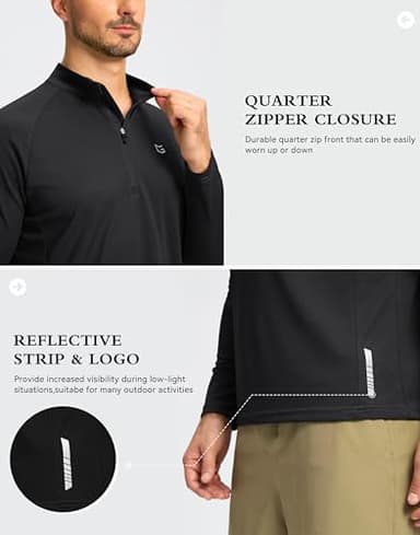 G Gradual Men's Running Shirts Long Sleeve Athletic Shirt Lightweight Quick Dry Quarter Zip Pullover for Men Workout Gym Golf(Black,L) - Image 4