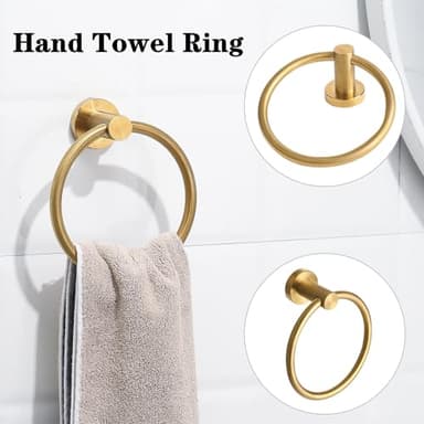 Ntipox Brushed Gold Bathroom Hardware Accessories Set 5 Piece, Stainless Steel Bath Towel Bar Set 24 Inch,Toilet Paper Holder,Towel Ring Holder,Towel Rack Set,Gold Bathroom Accessories Kit - Image 4