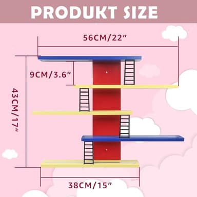 Taladad for Tonie Shelf,Tonies Storage for Creative Tonies Magnetic Wall Shelf for Tonie Figures,12-35 Characters,Wooden Hanging Shelf for Kids (Colorful) - Image 3