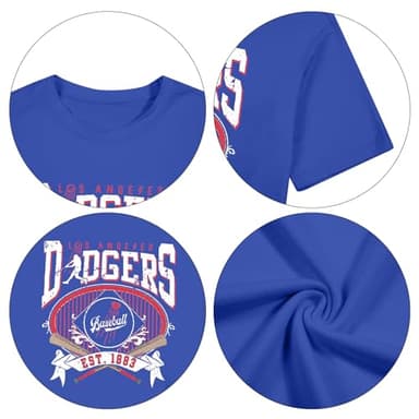 Baseball Shirts for Women Oversized Game Day Sports Fan Shirt Baseball Mama Casual Short Sleeve Tee Blue - Image 5