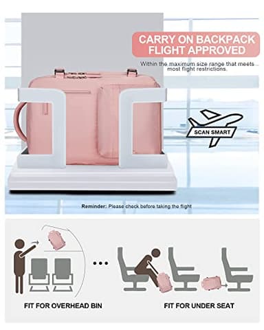 VGCUB Large Travel Backpack Bag for Women Men,Carry on Backpack,17 Inch Laptop Business Work Waterproof Backpack with Laptop Compartment,Person Item Flight Approved,Mochila de Viaje,Pink - Image 3