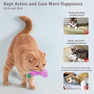ETEKYER Catnip Cat Toys, Cat Nip Kitten Toy for Indoor Cats Kitty Kicker, Durable Kitten Teething Chew Toy, 5 Pack, Vegetable Shape - Image 5