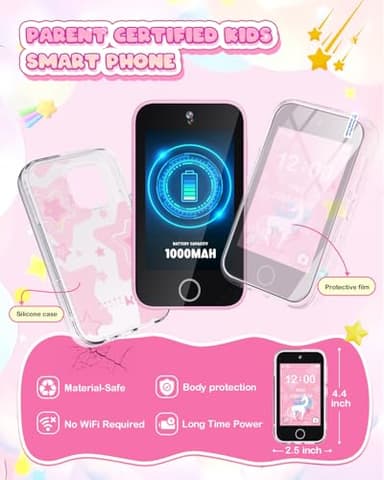 Kids Smart Phone for Girls, 3.5'' Touchscreen Kid Phones Toys for Girls 3 4 5 6 7 8 Years Old, Christmas Birthday Gift for Ages 3-8, Toddler Phone with Dual Camera, Music Player, Game, Habit Tracker - Image 7