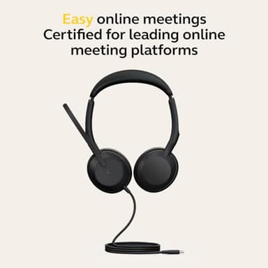 Jabra Evolve2 50 Wired Stereo Headset - with AirComfort Technology, Noise-Cancelling Mics & Active Noise Cancellation - Works with All Leading UC Platforms Such as Zoom & Google Meet - Black - Image 7