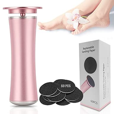Electric Foot File Callus Remover Professional Foot Sander Grinder Scrubber Foot File Pedicure Tools Adjustable Speed 60 Replacement Sandpaper disc Easy to Remove Cutin Dead Skin calluses-Rose Gold - Image 7