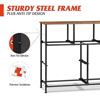 WLIVE 7 Drawer Dresser TV Stand, Entertainment Center, Media Console Table with Metal Frame and Wood Top for TV up to 45 inch, Chest of Drawers for Bedroom, Living Room, Black and Rustic Brown - Image 7