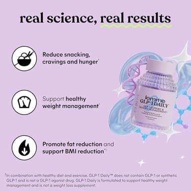 Lemme GLP-1 Daily, Clinically Studied Ingredients to Reduce Hunger & Cravings, Promote GLP-1 Production, Support Fat Loss and Weight Management, 1 Month Supply (60 Capsules) - Image 3