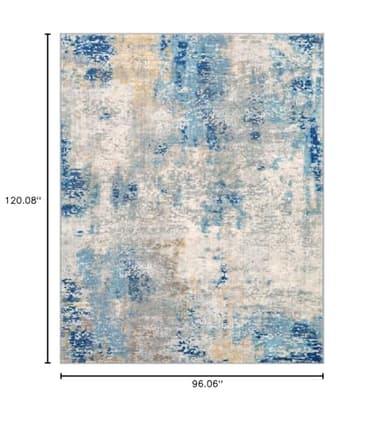 Lahome Modern Abstract Living Room Rug, Washable 8x10 Area Rugs for Bedroom Stain Resistant Non Slip, Large Blue Soft Indoor Carpet for Dining Room Table Apartment, Blue/Grey - Image 2