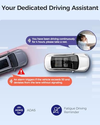 AZDOME M01 Max UHD 4K Dash Cam Front and Rear, Built-in Wi-Fi, Free 64GB Card, App Control, 4K+1080 Dash Camera for Car, Built-in ADAS, G-Sensor, IP68 Waterproof, 24H Parking Mode Dashcam - Image 6