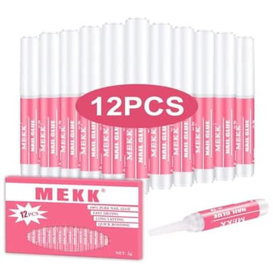 MEKK Nail Glue,Super Strong & Long-Lasting Nail Glue for Acrylic Nails,Press Ons & Nails Tips,Professional Adhesive for Nail Art Supplies,0.07OZ/PCS (12PCS) - Image 1