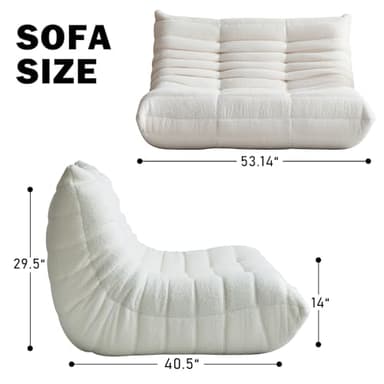 Bean Bag Chair for Adults, Oversized Loveseat Fireside Chair Comfy Lazy Floor Sofa, 2 Seater Lazy Sofa Couch Memory Foam Bean Bag for Living Room, Bedroom Apartment Office (Beige) - Image 2