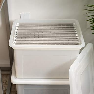 IRIS USA File Box, Plastic File Organizer with Lids for Letter/Legal File, Portable Document Box For Moving, Storage Bin with Durable and Secure Lid, Stackable Nestable BPA-Free, Pearl 35 Qt. 4 Pack - Image 8