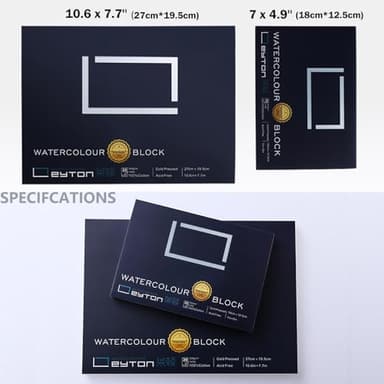 Non-Warping 100% Cotton Watercolor Paper Block - 20 Sheets of 160lb/350gsm Cold Press Water Color Art Supplies for Wet, Dry, and Mixed Media Painting, for Watercolor, Gouache, Acrylic (10.6 x 7.7'') - Image 2