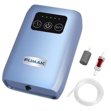 FUMAK Aquarium Air Pump, USB Rechargeable Lithium Battery Powered Portable Air Pump for Fish Tanks up to 60 Gallons, AC/DC Dual Mode Oxygen/Aerating Pump for Outdoor Fishing, Emergency, Power Cuts - Image 1